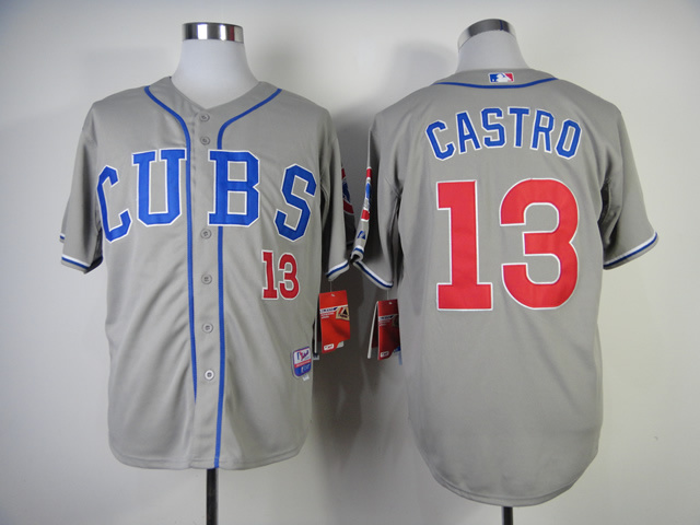 Men Chicago Cubs #13 Castro Grey MLB Jerseys